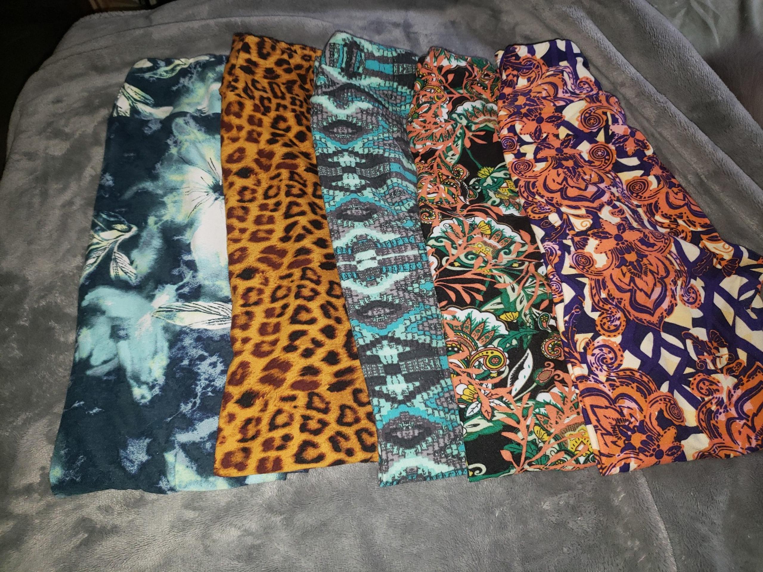 5 pairs of Lularoe leggings size OS. Guc. Multi patterns