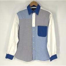 Paul Fredrick Classic Fit Button Up Dress Shirt Mens Size M Blue Color Block