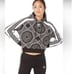 ADIDAS | Black & White Bandana Print Cropped Hoodie Kaleidoscope Women’s Size S