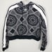 ADIDAS | Black & White Bandana Print Cropped Hoodie Kaleidoscope Women’s Size S