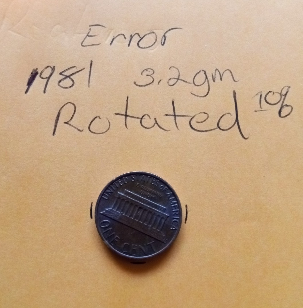 1981 Lincoln cent Rotated error coin