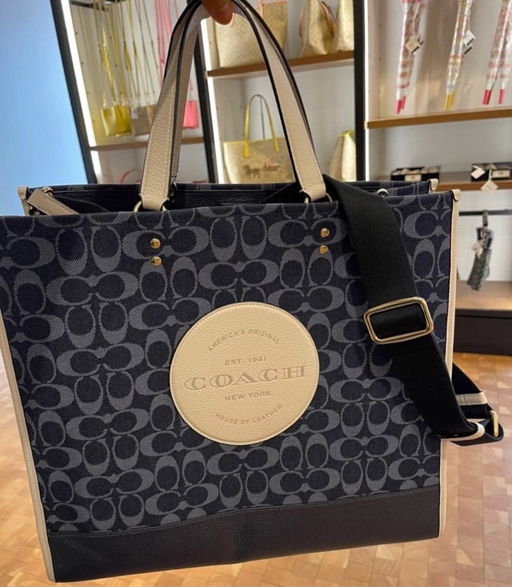 Coach Dempsey Tote 40 Signature Denim with Coach Patch Bag