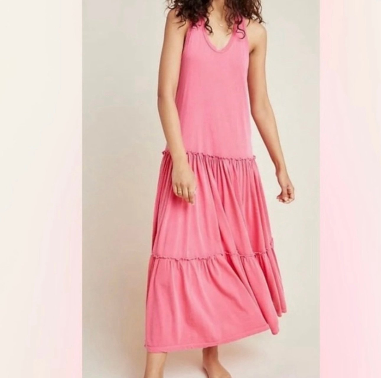 Sundry Tiered Pink Maxi Dress Size 0 (XS)