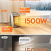 Portable Electric Space Heater with Thermostat, 1500W/750W