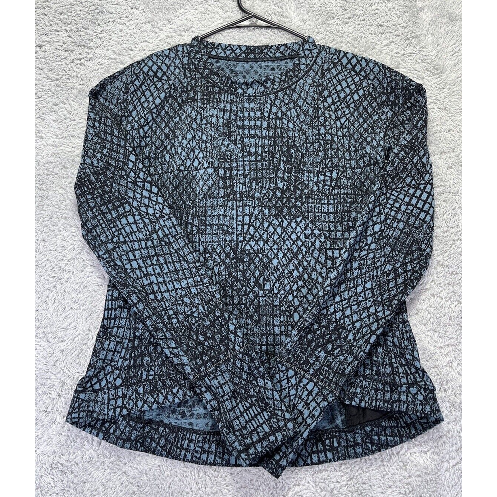 Lululemon Womens Close to Crossing Long Sleeve Tectonic Jacquard Green Large EUC