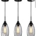 Mini Glass Pendant Light 3-Pack Handblown Clear Industrial Black Seeded Glass Sh