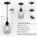 Mini Glass Pendant Light 3-Pack Handblown Clear Industrial Black Seeded Glass Sh