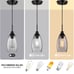 Mini Glass Pendant Light 3-Pack Handblown Clear Industrial Black Seeded Glass Sh