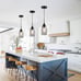 Mini Glass Pendant Light 3-Pack Handblown Clear Industrial Black Seeded Glass Sh