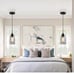 Mini Glass Pendant Light 3-Pack Handblown Clear Industrial Black Seeded Glass Sh
