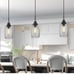 Mini Glass Pendant Light 3-Pack Handblown Clear Industrial Black Seeded Glass Sh