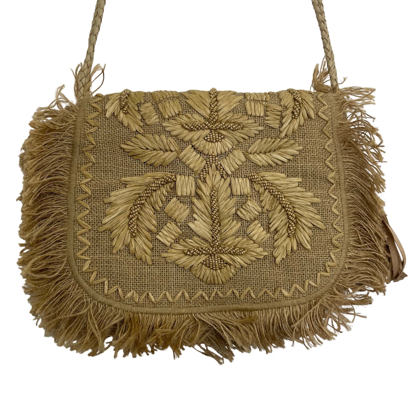 Anthropologie Antik Batik Leah Burlap Embroidered Shoulder Crossbody Bag Boho