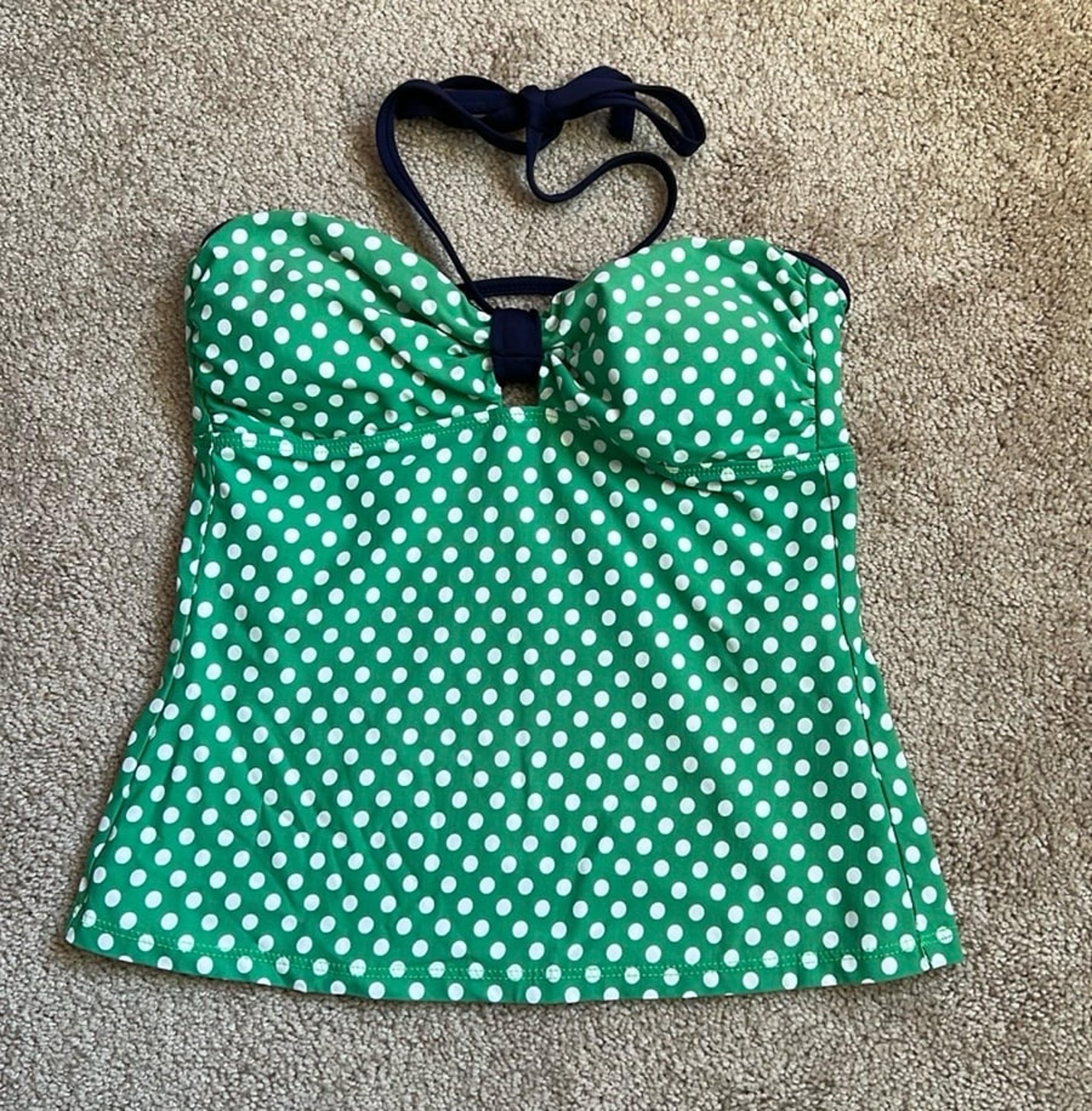 Tommy Hilfiger Green Polka Dot Halter Tie Tankini. Size 6
