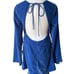 NWT, Free People Chelsey Mini Dress Blue Velvet Open Back Bell Sleeves, Sz S