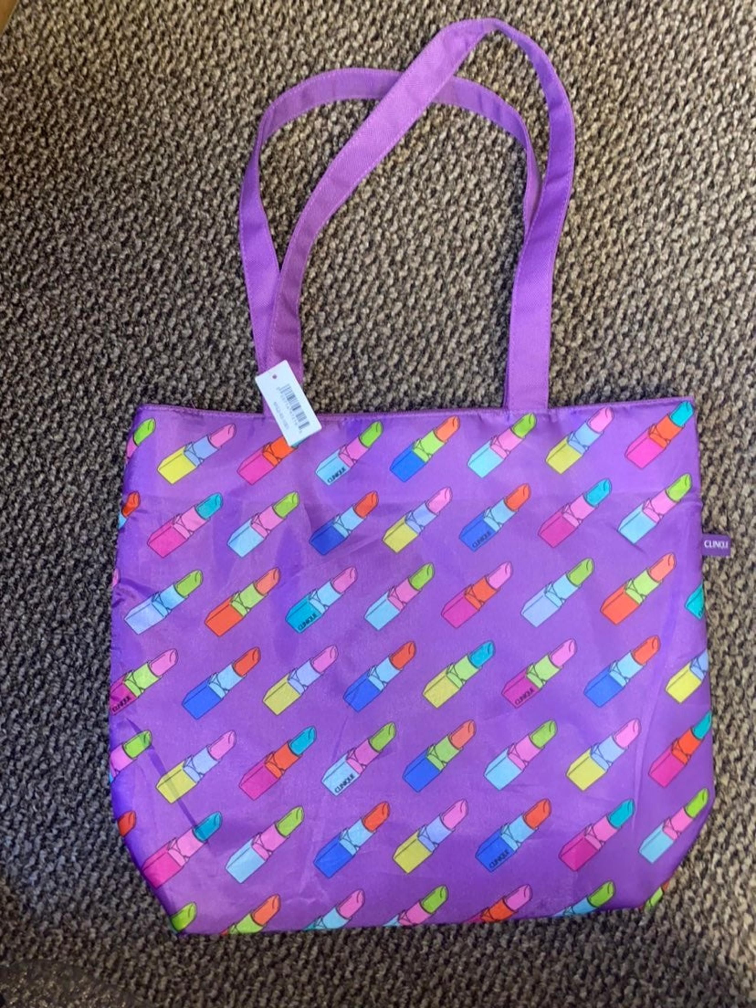Clinique Lipstick Purple Reversible Tote Bag New With Tags