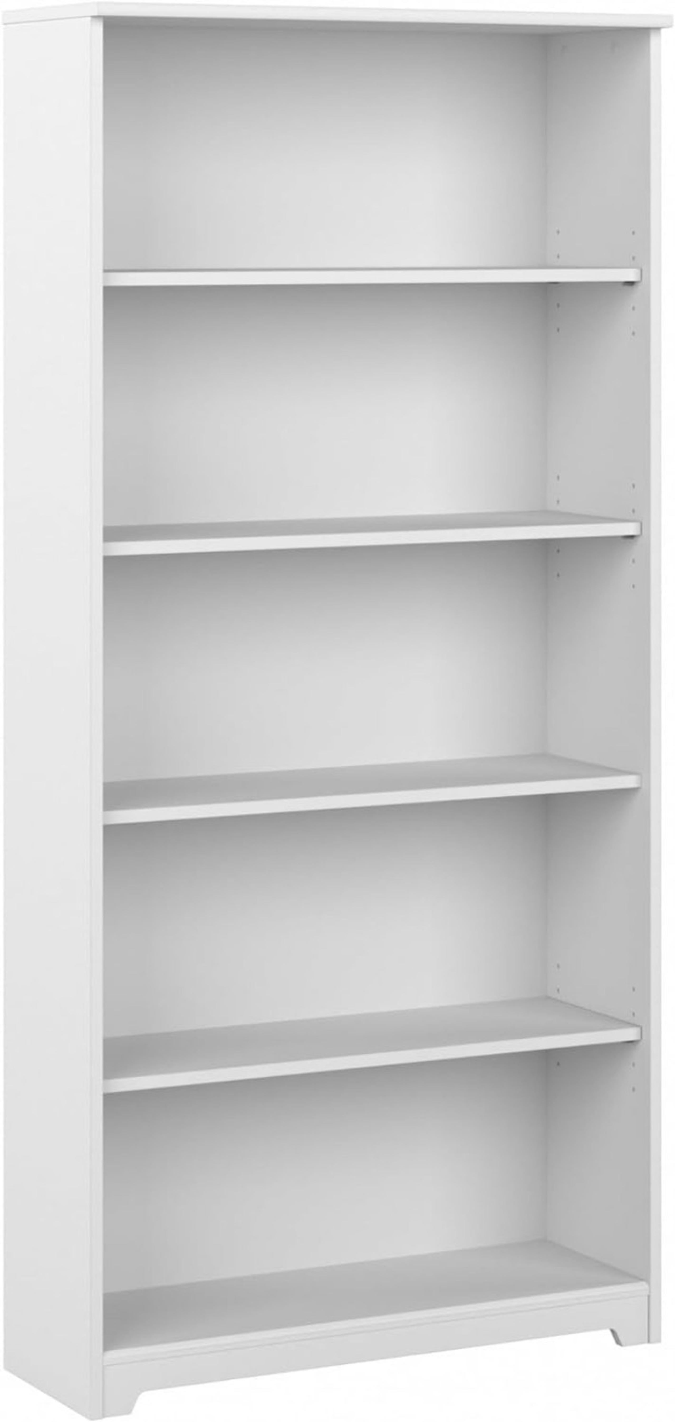 Bush Furniture Cabot Tall 5 Shelf Bookcase | Large Open Bookshelf in White