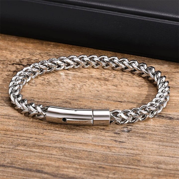 8 Mens 14K White Gold Vintage Style Chain Link Bracelet Silver 14 Karat Jewelry