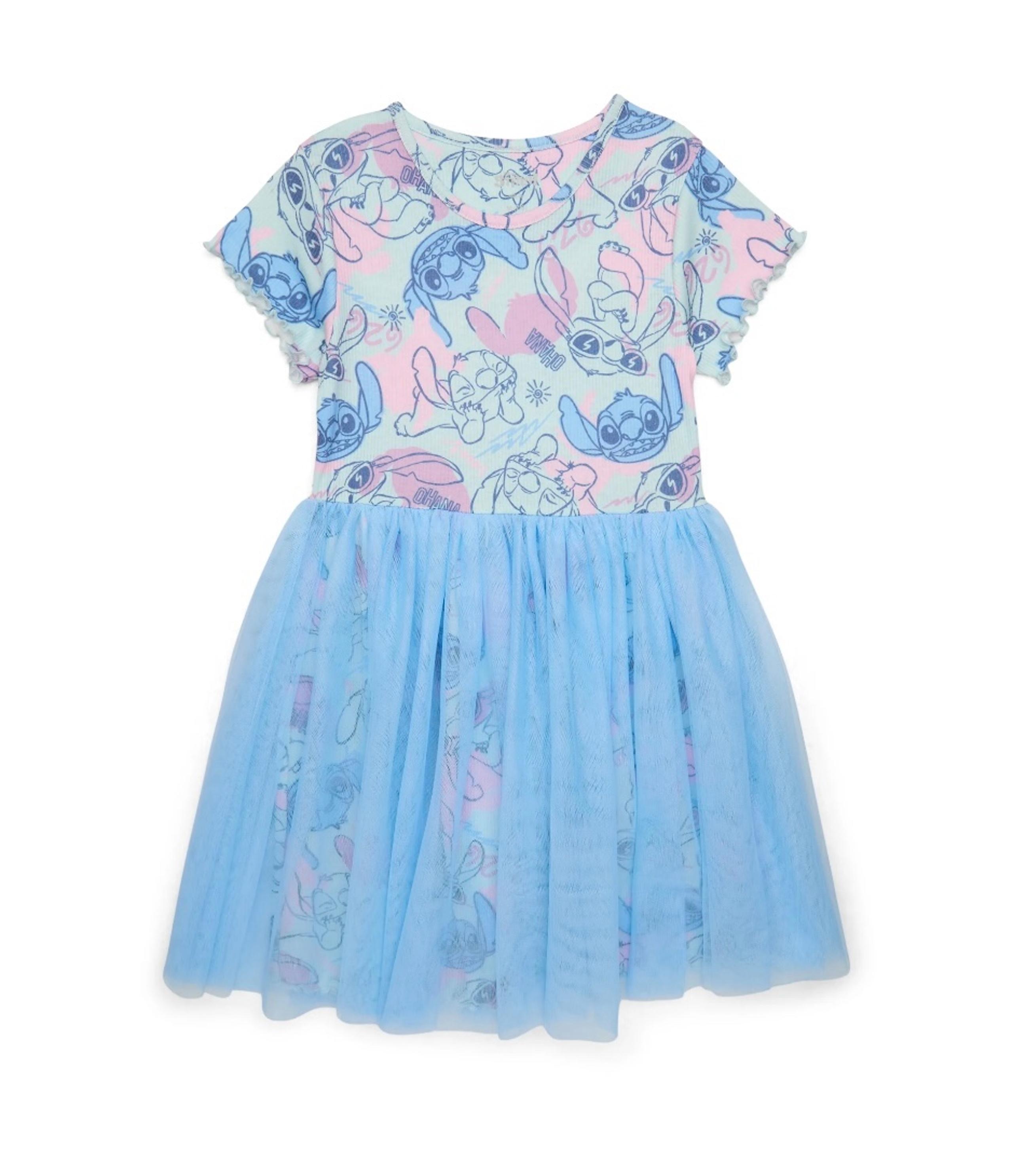Disney Stitch Girls Character Tulle Dress - All Over Print Size L (10/12) NWT