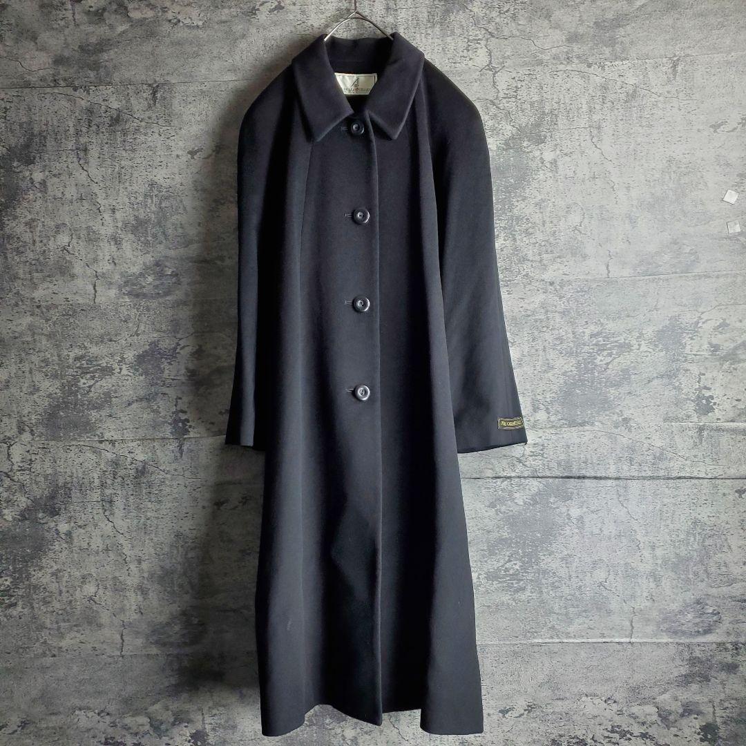 【Vintage】Long Coat, 100% Cashmere, Large Size, Black, Retro