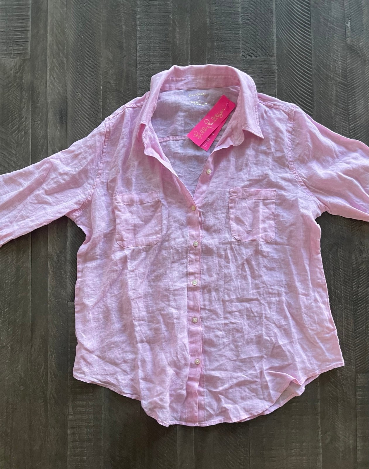 Lilly Pulitzer Sea View Linen Button Down Top