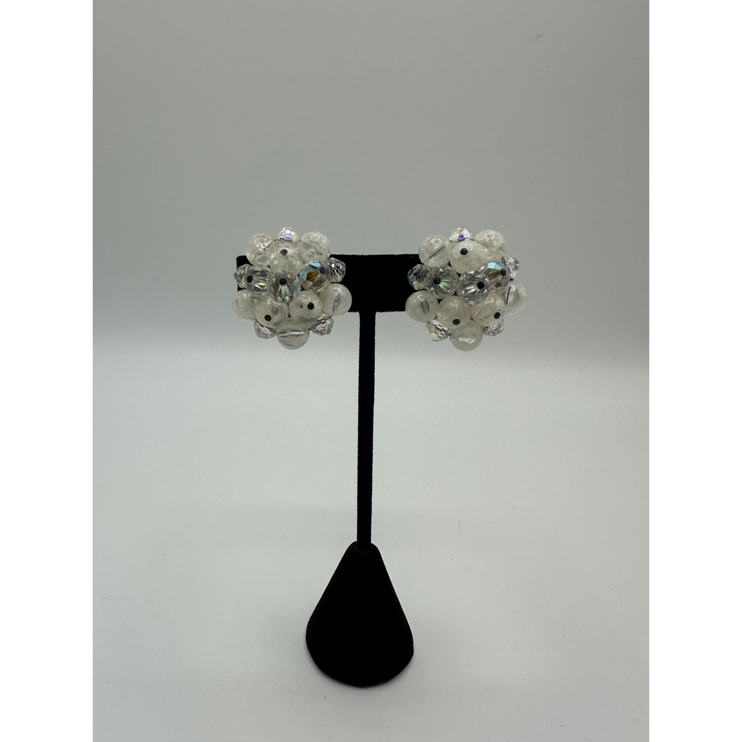 Vintage Signed Laguna AB Crystal Clip-On Earrings, 1950s-1960s