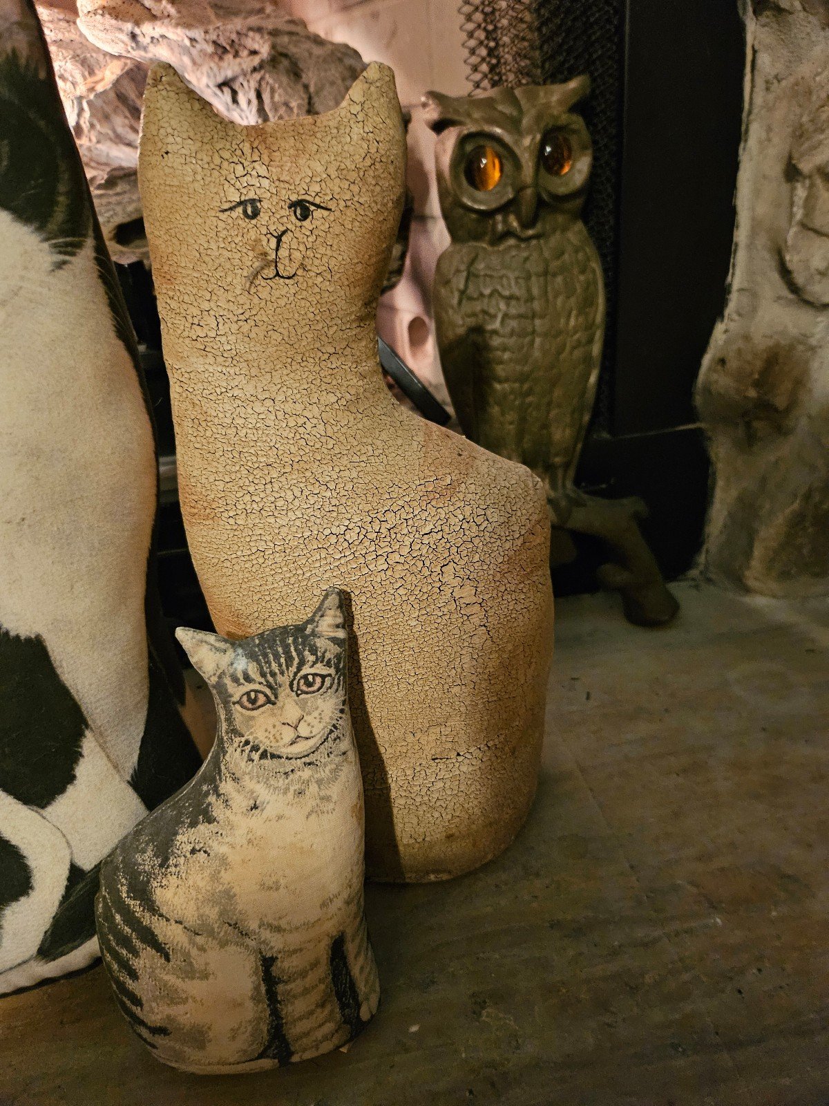 Vintage fabric stuffed cat door stops