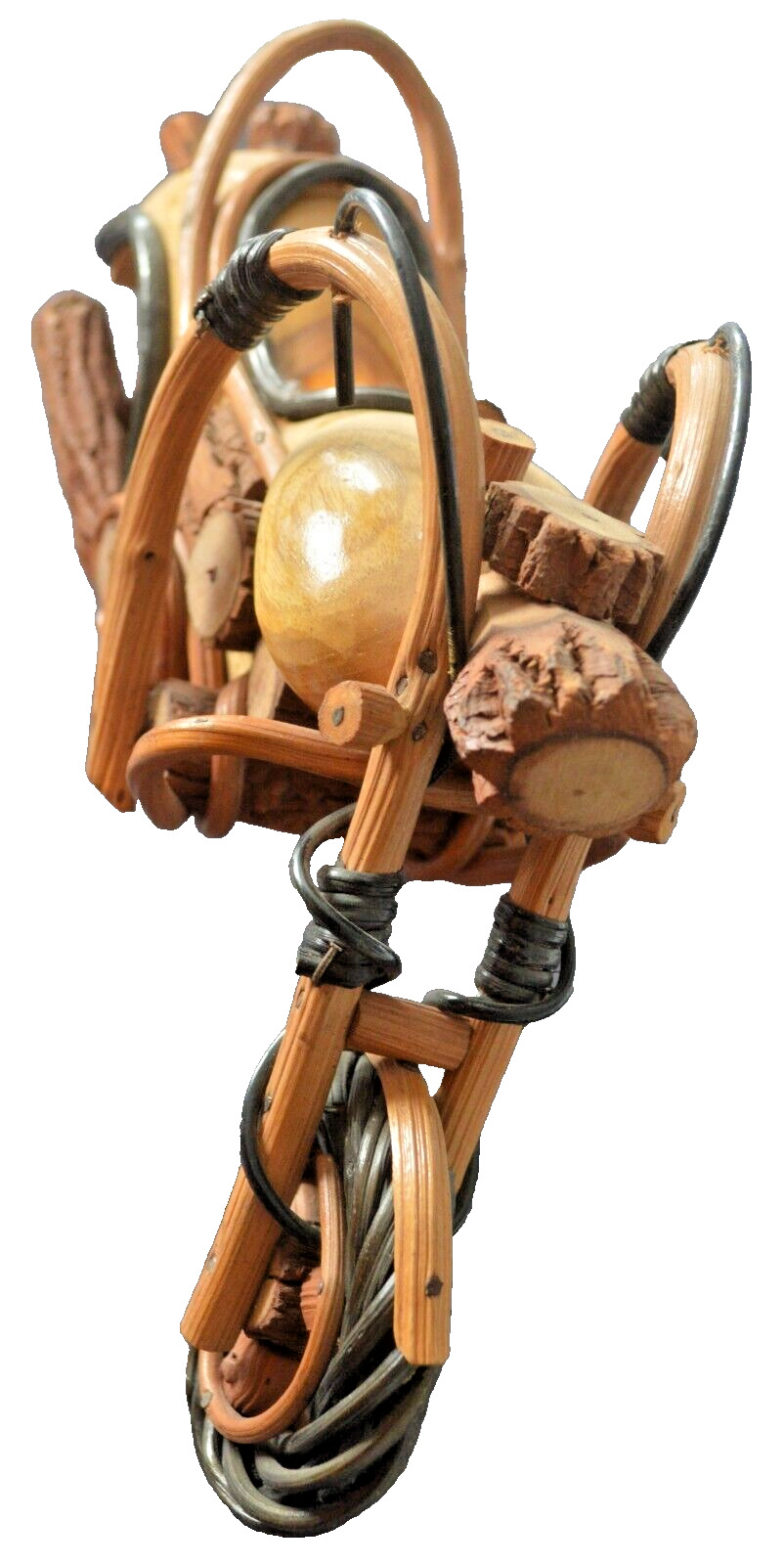 Handcrafted Wooden Harley Davidson Type Motorcycle, 1950s, Rare