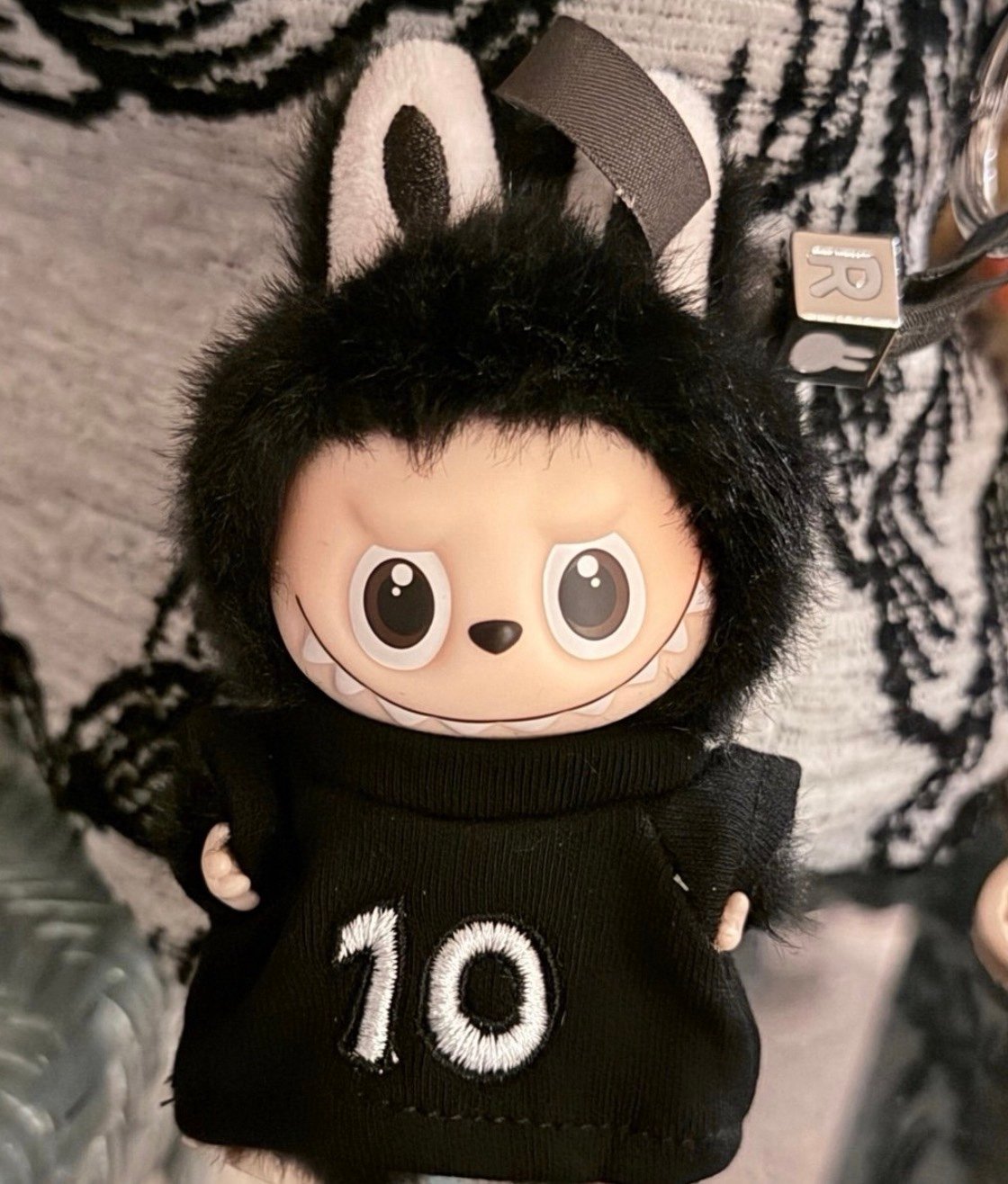 POP MART x The Monsters Labubu Pin For Love “R” with 10 anniversary shirt