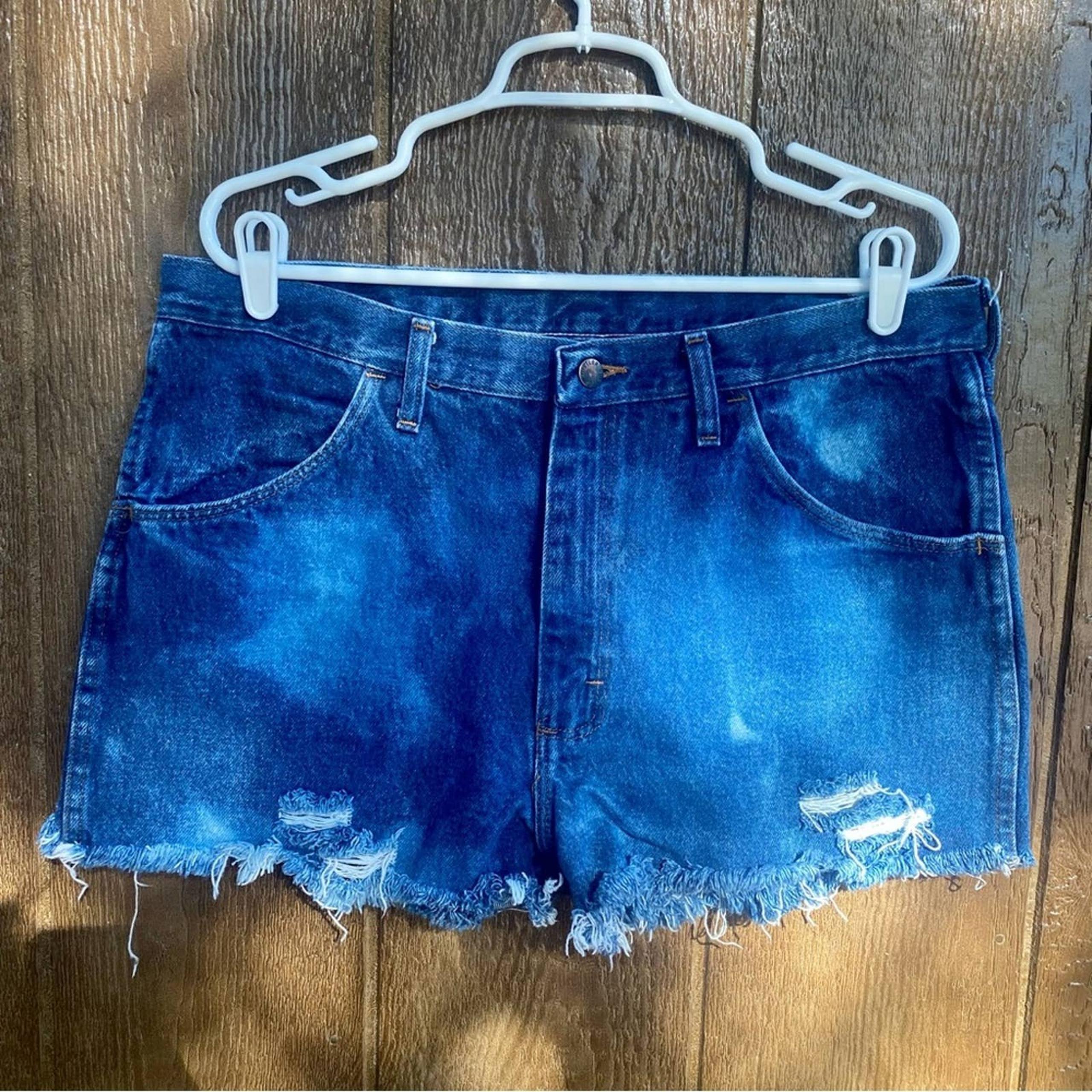 Vintage High Rise Rustler Custom Distressed Denim Cut-off Shorts Size 8 or 10