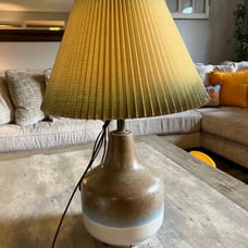 Mid Century VINTAGE Tricolor Ceramic Table Lamp with Original Lampshade Leviton