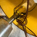 Mid Century VINTAGE Tricolor Ceramic Table Lamp with Original Lampshade Leviton