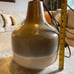 Mid Century VINTAGE Tricolor Ceramic Table Lamp with Original Lampshade Leviton