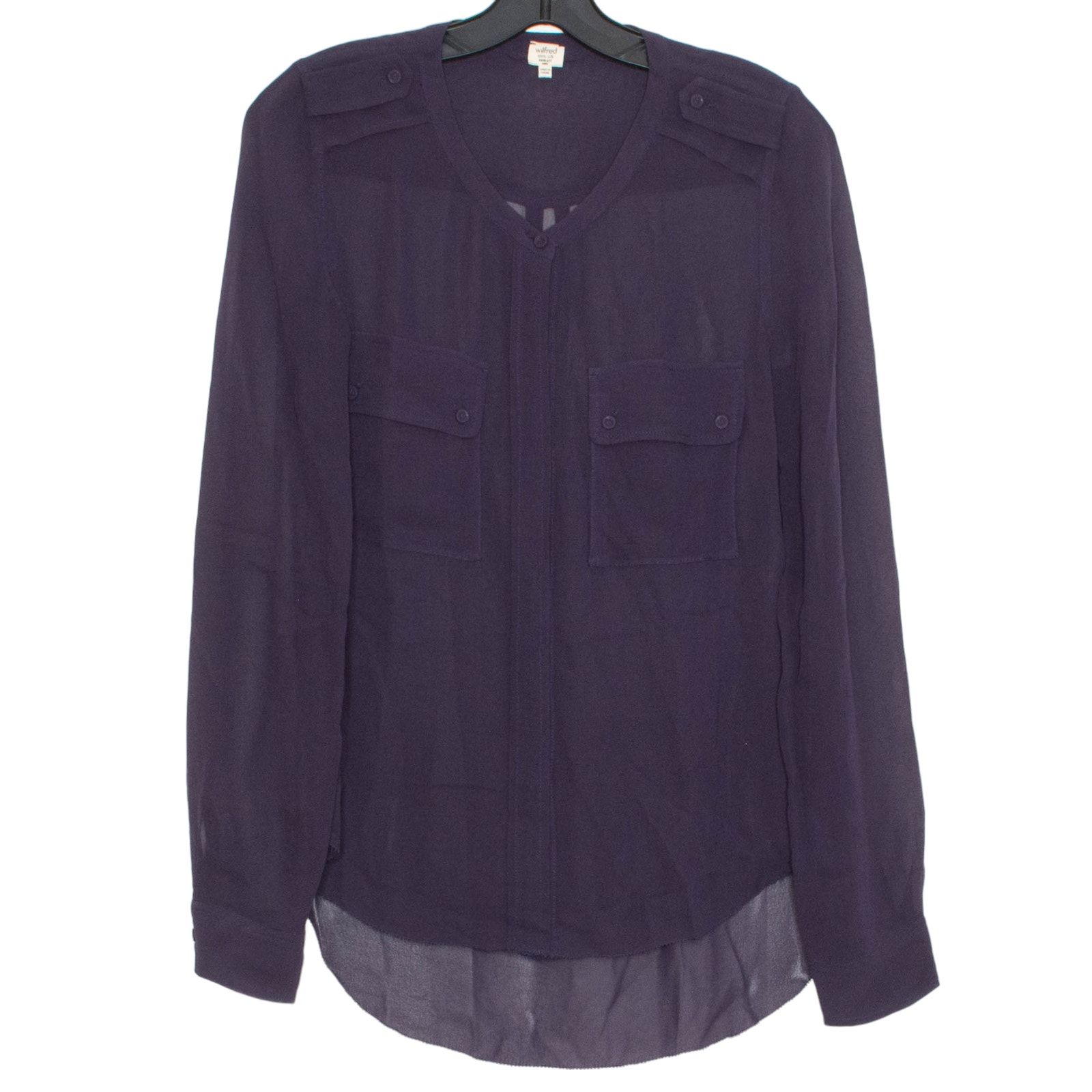 Wilfred Top Silk Whimsigoth Fairy Grunge Minimalist 90s Button Up Dark Purple XS