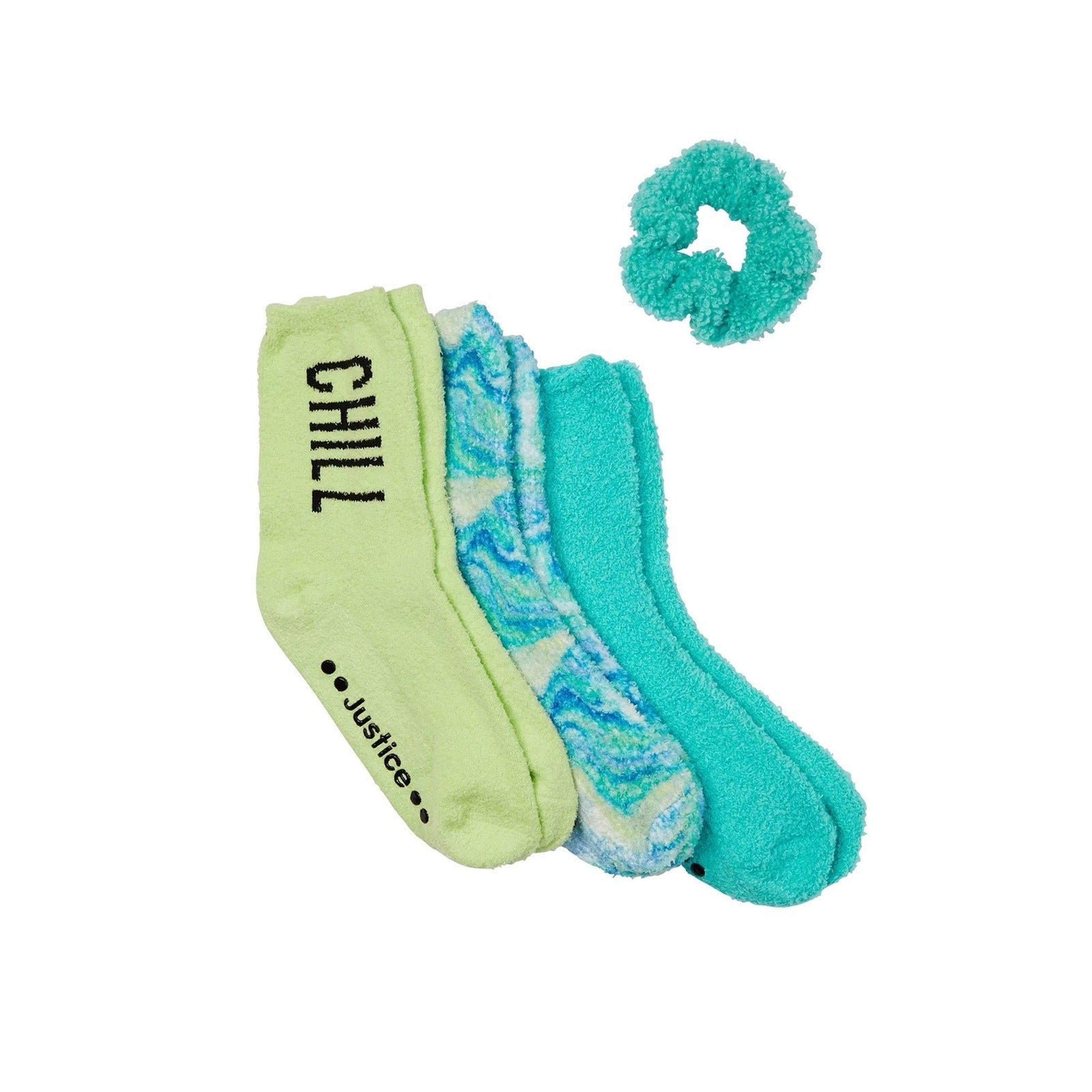 Justice Girls Fuzzy Cozy Crew Socks, 6-Pack, Size 10 1/2 - 4 - New w/ Free Ship
