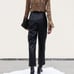 Nanushka Mitsu Faux Leather Pants Pleated High Rise Slim Tapered Black