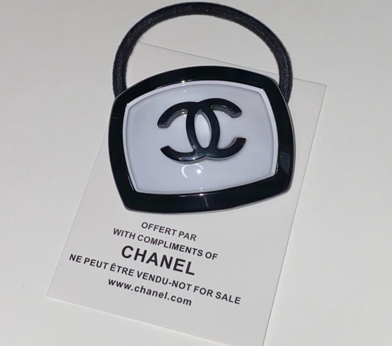 Acrylic stamped Chanel hair tie