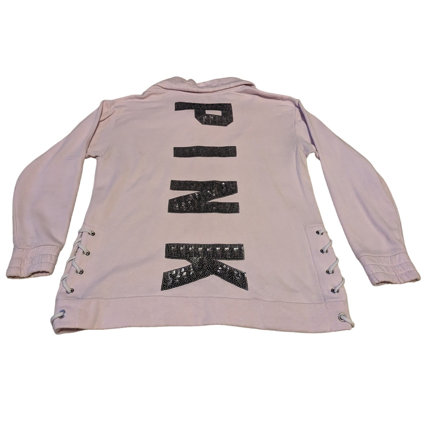 Victoria's Secret PINK bling lace up quarter-zip pullover size medium
