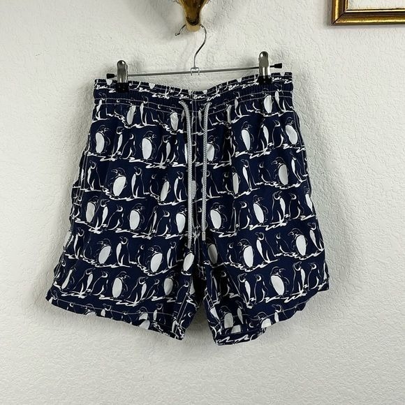 Vilebrequin Boys' Jim Penguin Swim Trunks Flat Front Logo
