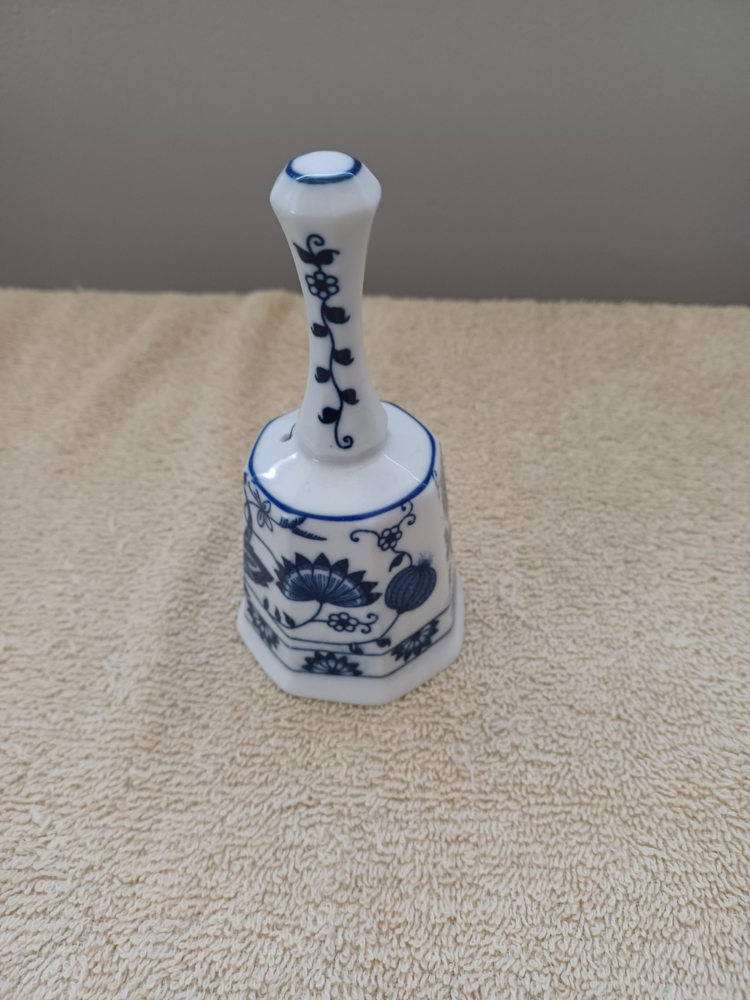 Vintage Bell Seymour Mann Porcelain Blue Onion Dinner Bell BLUE WHITE 1980s