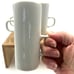 Handmade White Porcelain Espresso Coffee Mugs With D Handles Set of 4 Minimalist