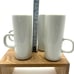 Handmade White Porcelain Espresso Coffee Mugs With D Handles Set of 4 Minimalist