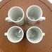 Handmade White Porcelain Espresso Coffee Mugs With D Handles Set of 4 Minimalist