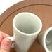 Handmade White Porcelain Espresso Coffee Mugs With D Handles Set of 4 Minimalist