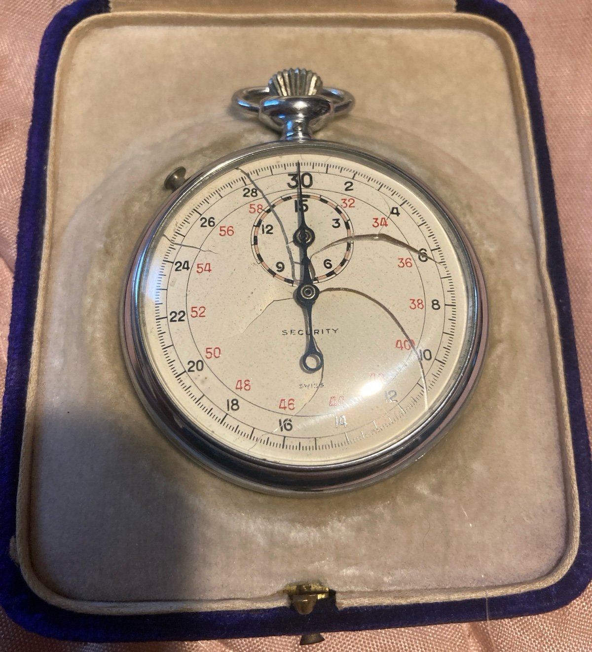 Vintage Security Swiss Mechanical Stopwatch NOT WORKING / parts or repairs