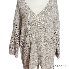 J.Jill cream/tan/black oversized open knit sweater sz XL