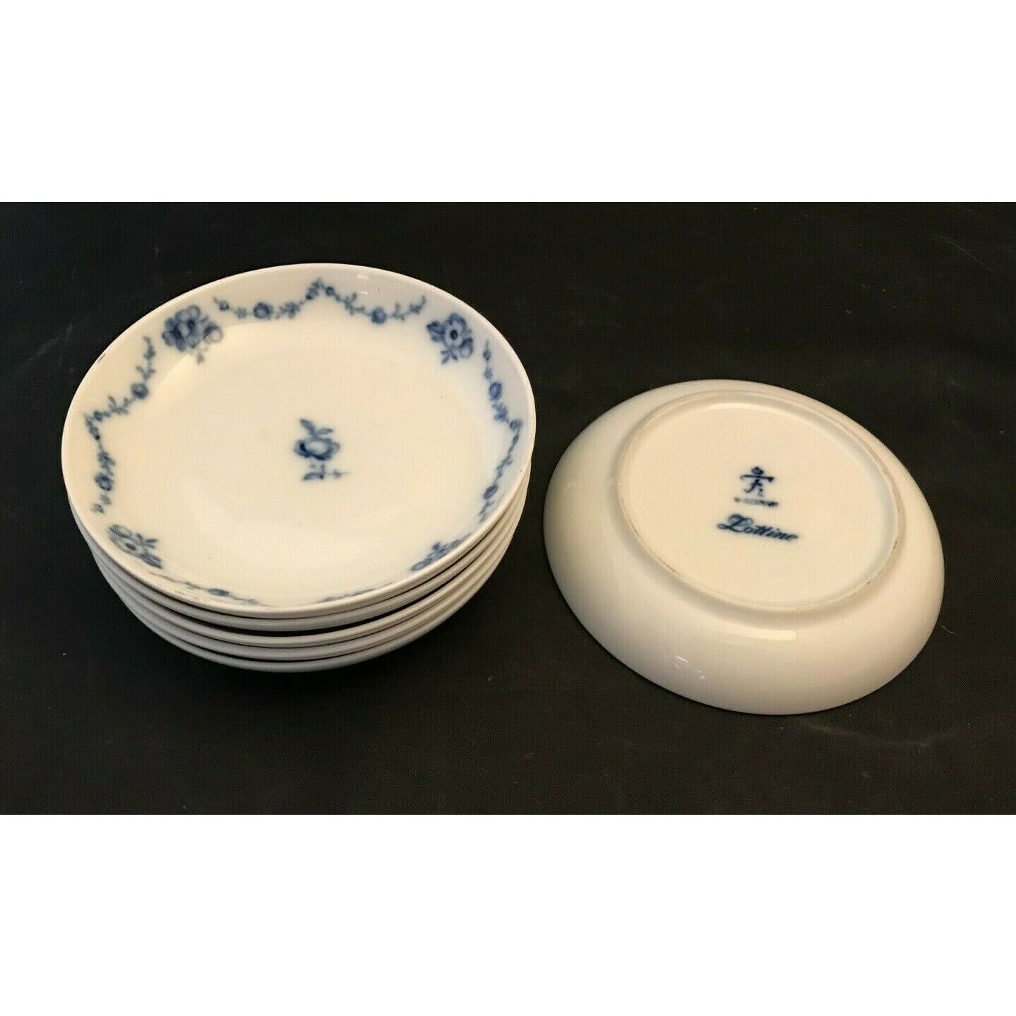 Set of 6 Furstenberg Lottine German Blue & White China Porcelain Saucers