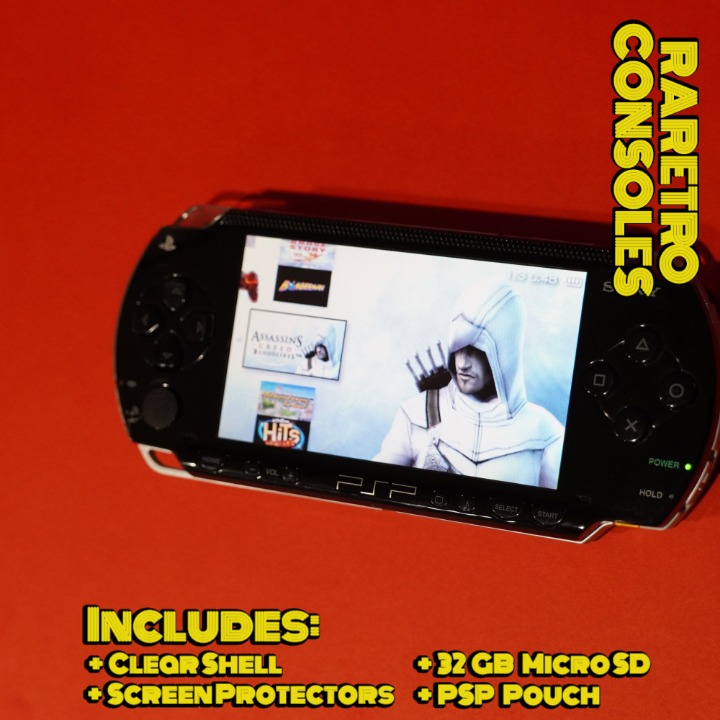 Excellent Launch Edition Jet Black Sony PSP 1000 With 32GB SD & Charger