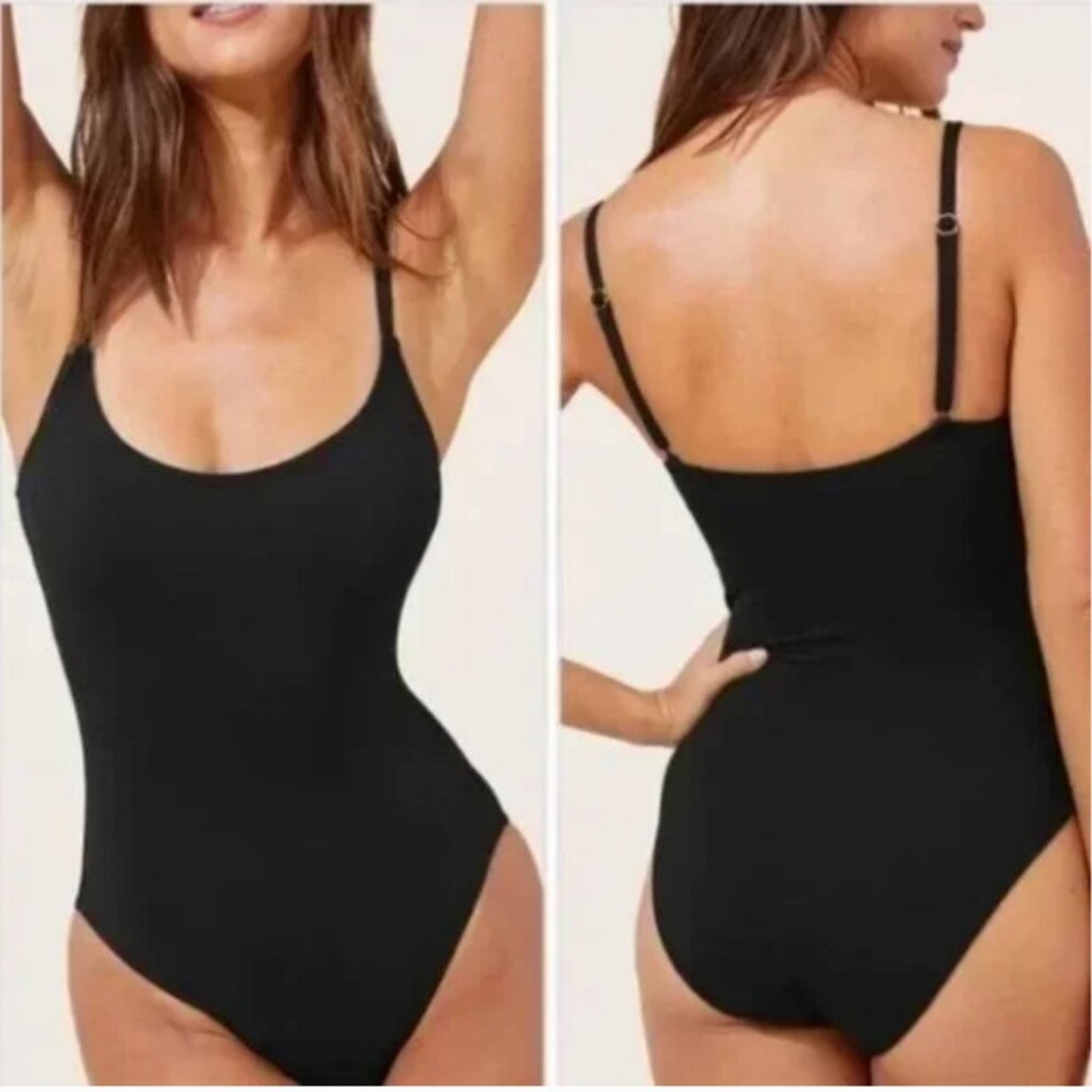 Andie The Amalfi Classic Black Scoop Neck Padded One Piece Swimsuit Size Large