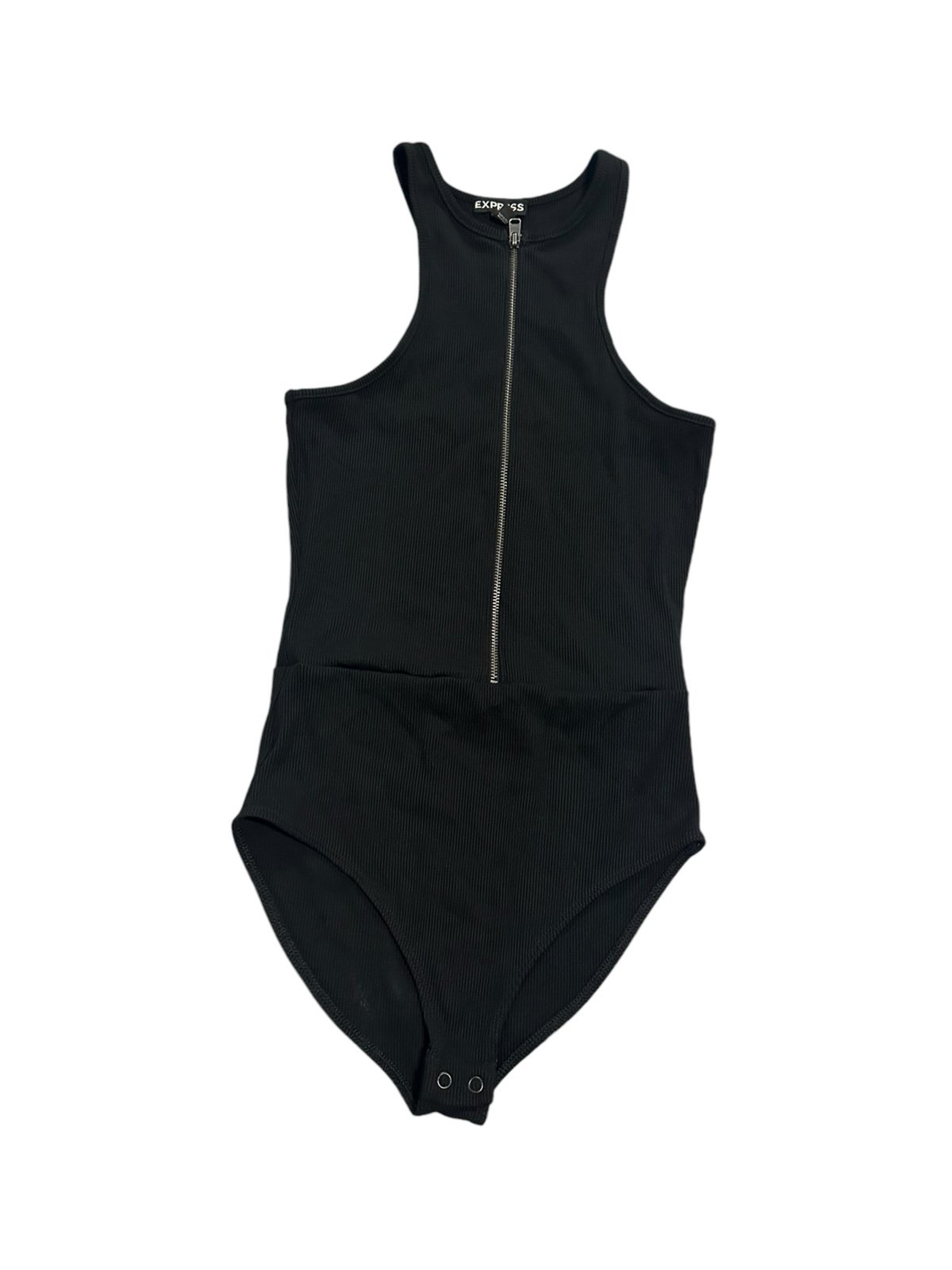 Express Black Sleeveless Front Zip Bodysuit Women’s Size XS