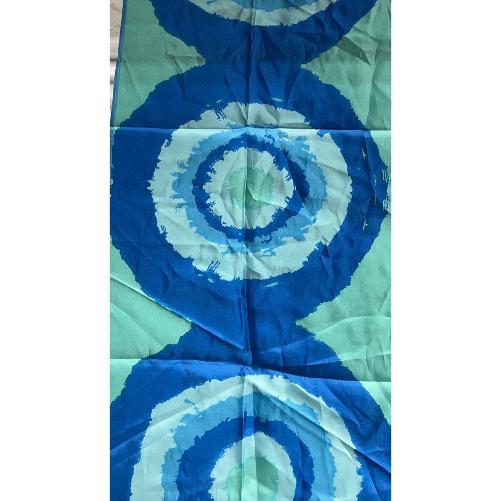 Vintage Vera Neumann Scarf - Signed - Abstract Geometric Blue - Circles